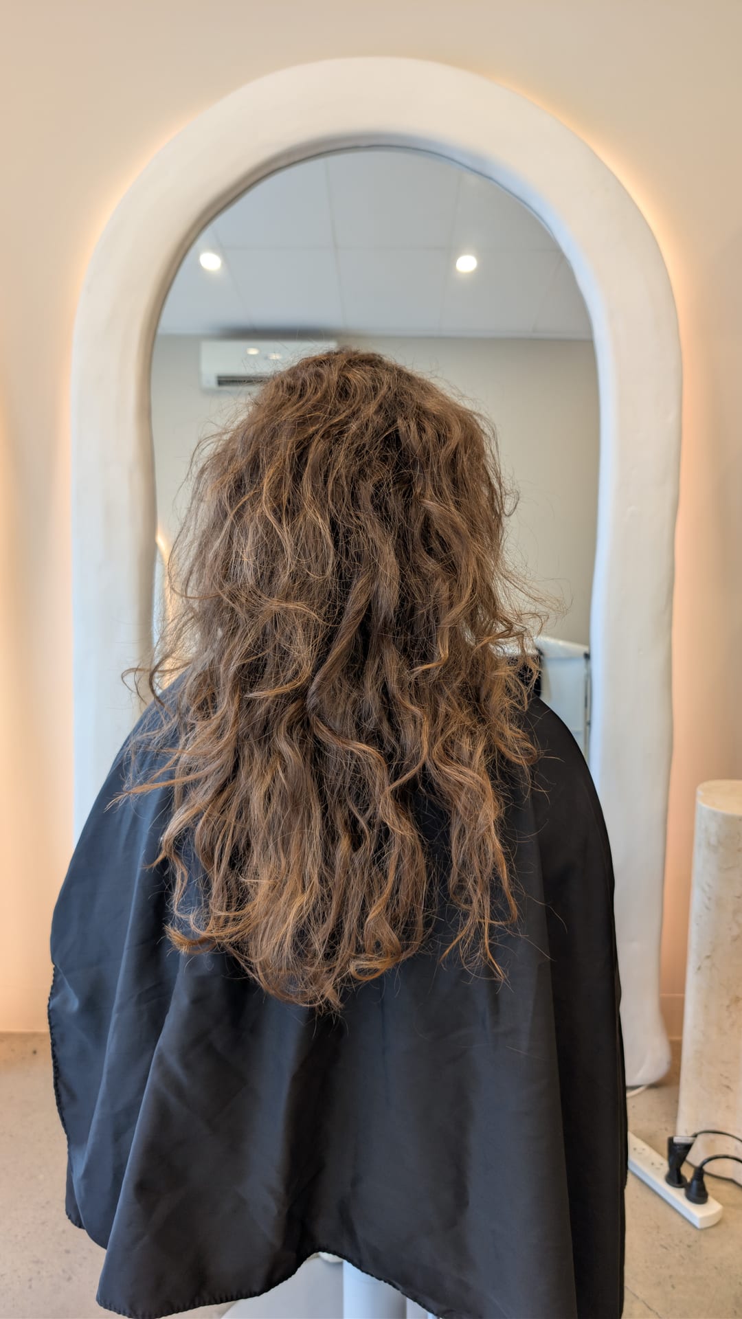 Frizzy curly hair before nanoplasty treatment