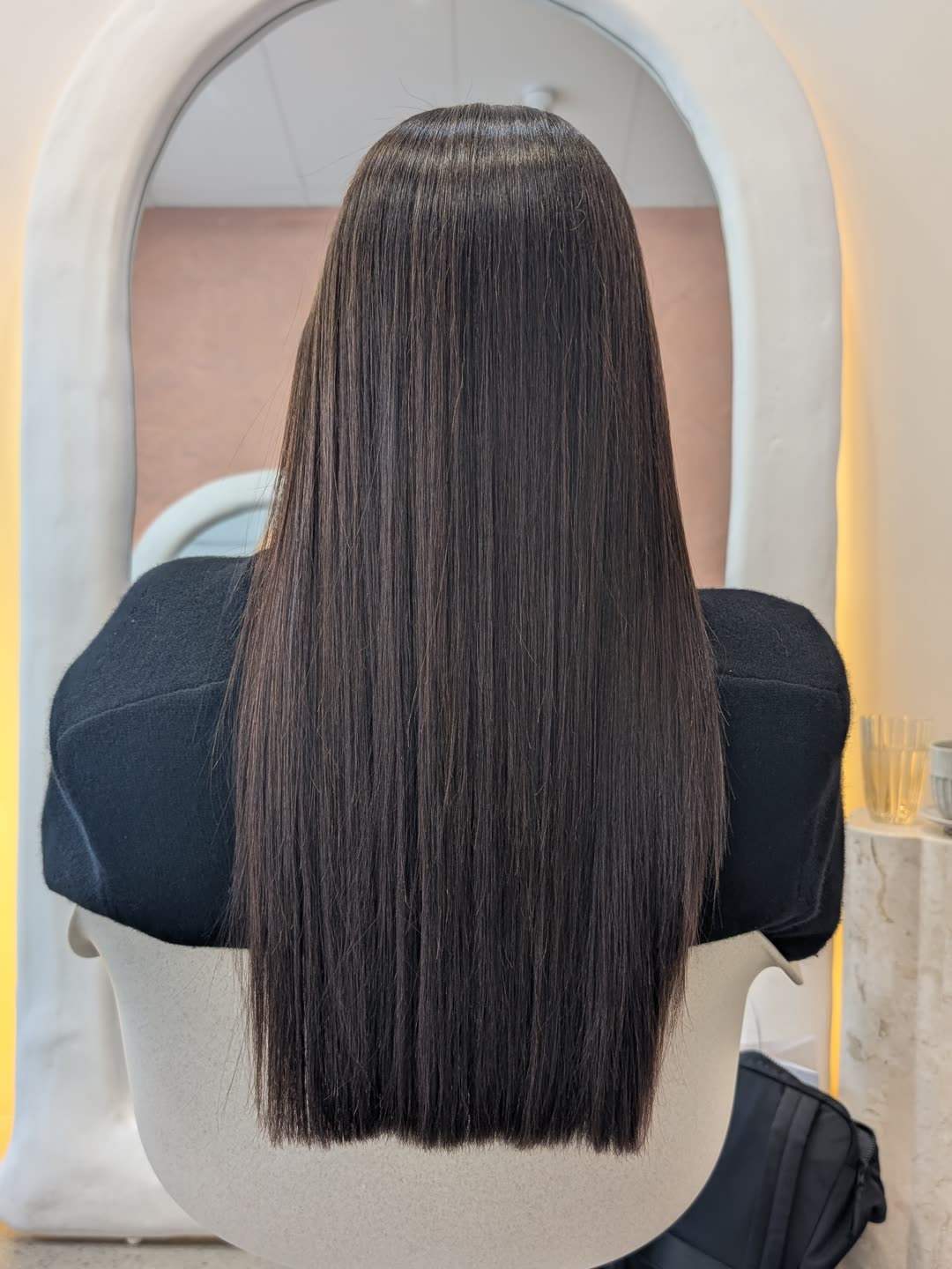 The same hair smooth and glossy straight after the first nanoplasty